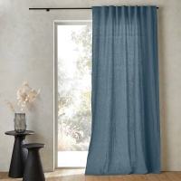 Штора Из осветленного льна со шторной лентой Private 140 x 350 см синий AM.PM  фото, kupilegko.ru